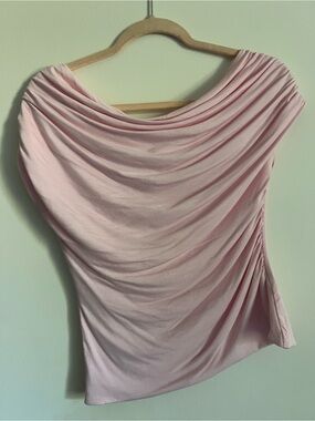 Draped Light Pink Off-Shoulder Top